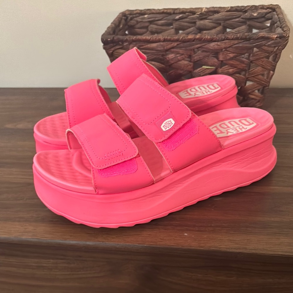 Hey Dude Pink Platform Sandals
